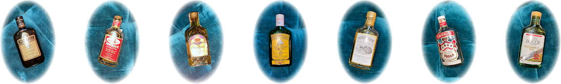 Seven bottles appear, each in their own oval outline.